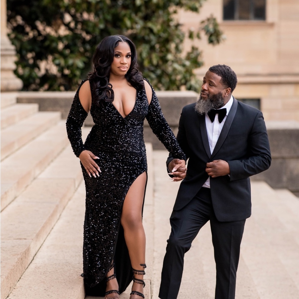 Black sexy sequin evening dress